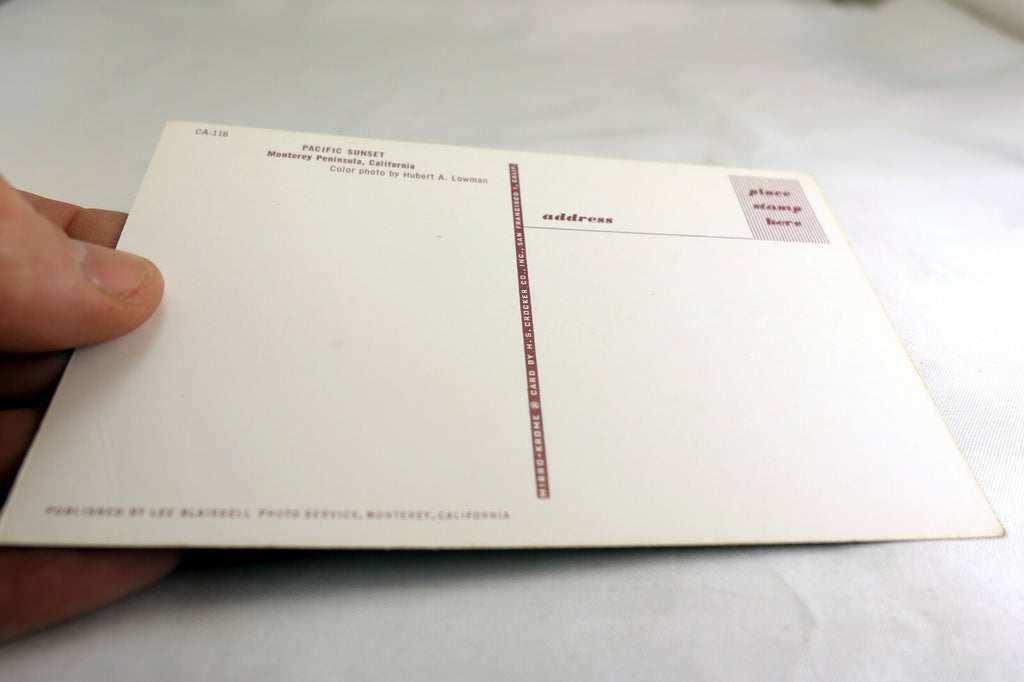 Cypress Pacific Ocean Sunset Moneterey Peninsula California USA Postcard 1970's