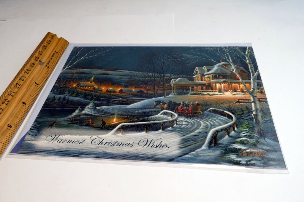 Christmas Card Season's Greeting home snow winter horse sleigh kids Hokey