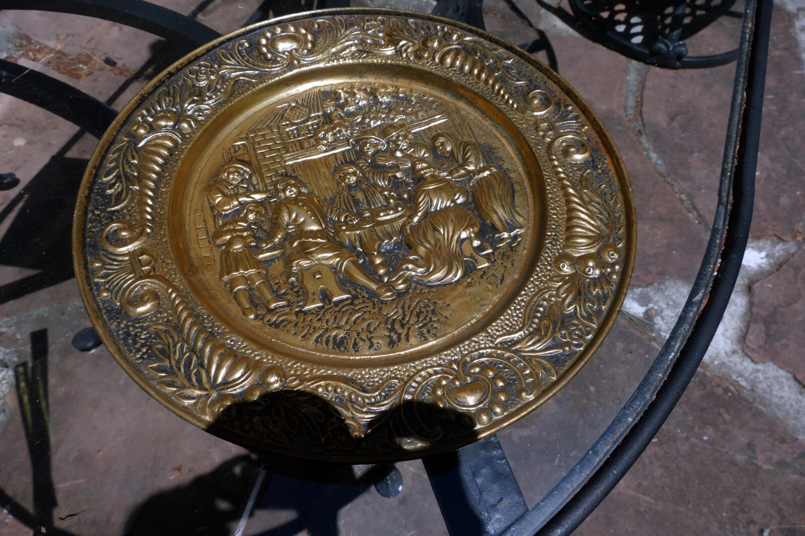 14" Antique Brass Pub Tavern Theme England Plates hanging Wall Art decor party