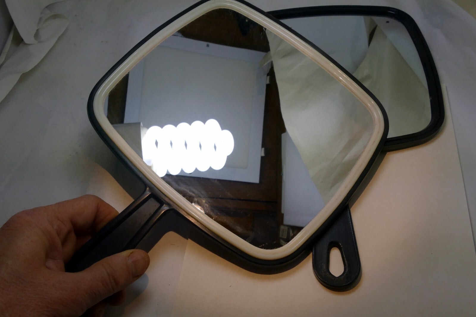 Hand Held Mirror Extra Large For Barber Lady Makeup 7X8" used set of two 2 pack