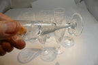 Lot of 7 Clear Crystal Goblets Cut Grape Ridges 1 oz Footed  Goblet small  set