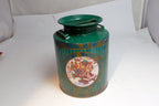 Metal Tin Christmas Round Cookie Candy Jar Container  Bear skating ice