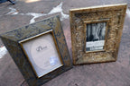 Pack of 2 Glass Wood Picture Frame 4X6 5X7" Art Photo floral design Silver Gold