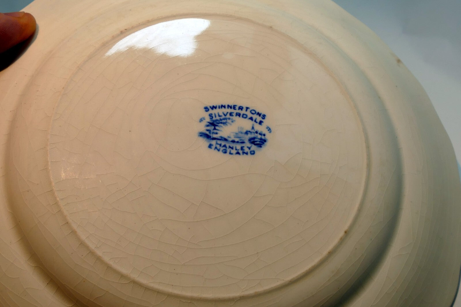 9" "Silverdale" Serving Bowl Hanley Blue Swinnertons England Transferware plate