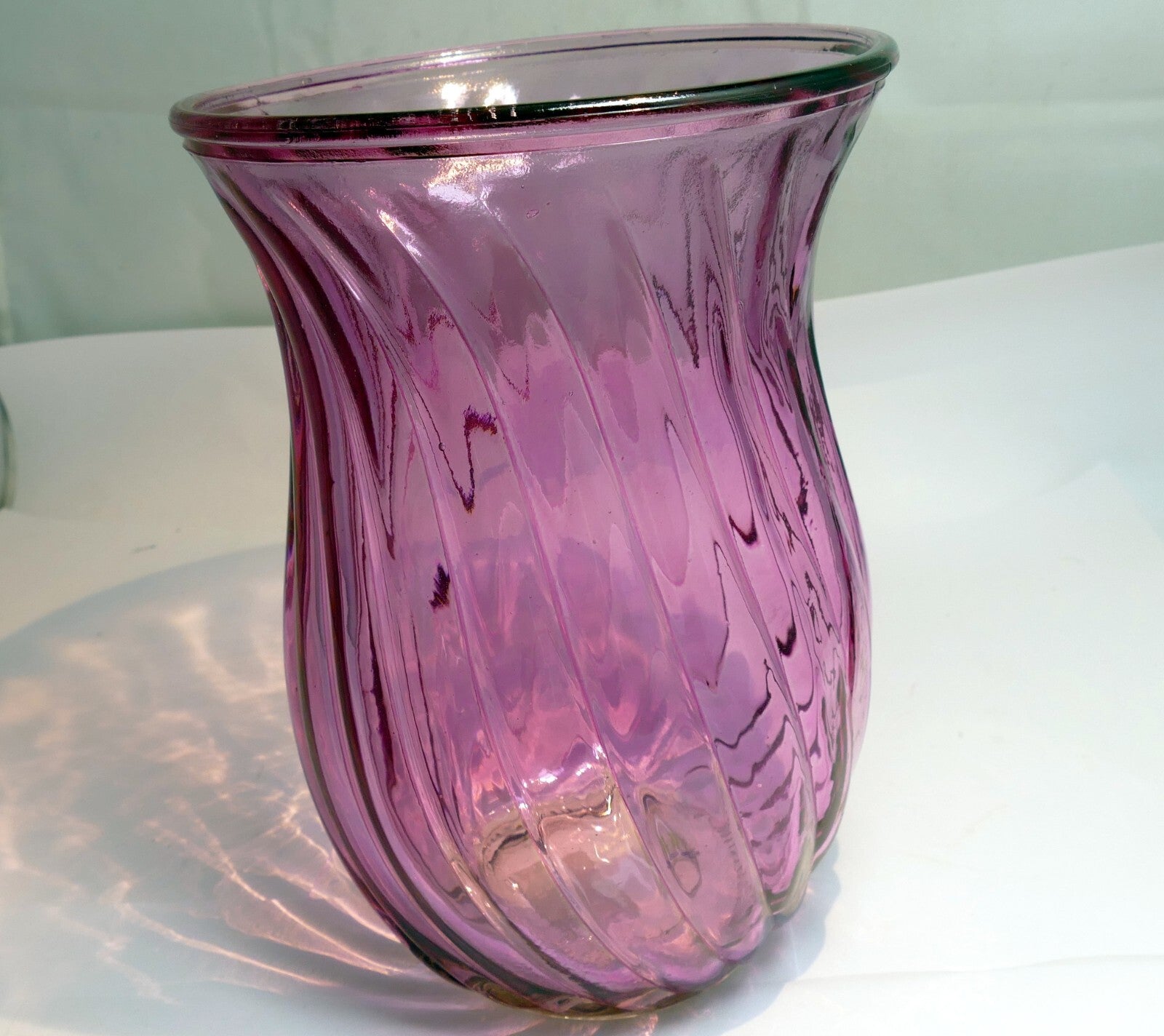 Pink ribbed vase glass 8" high valentines day 1 800 flowers