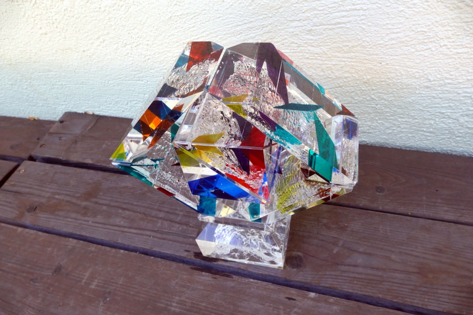 Rod R. Garrett Artist Acrylic Table Modern Sculpture Signed "New Ounce" 1999