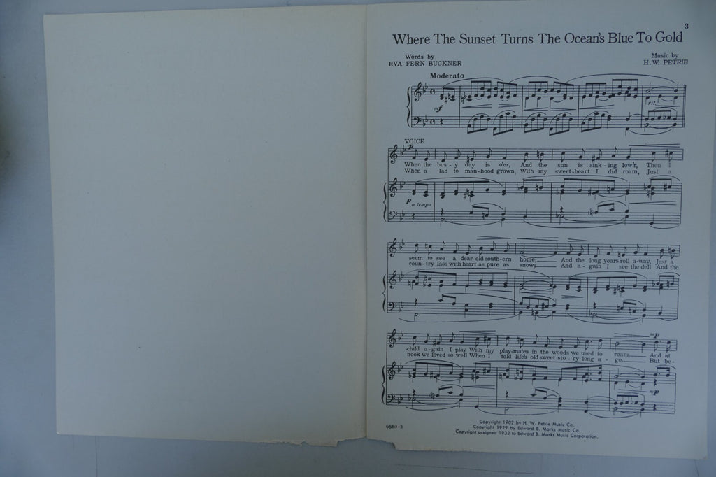 Where the Sunset Turns the Ocean's Blue to Gold 1932 by H.W. Petrie