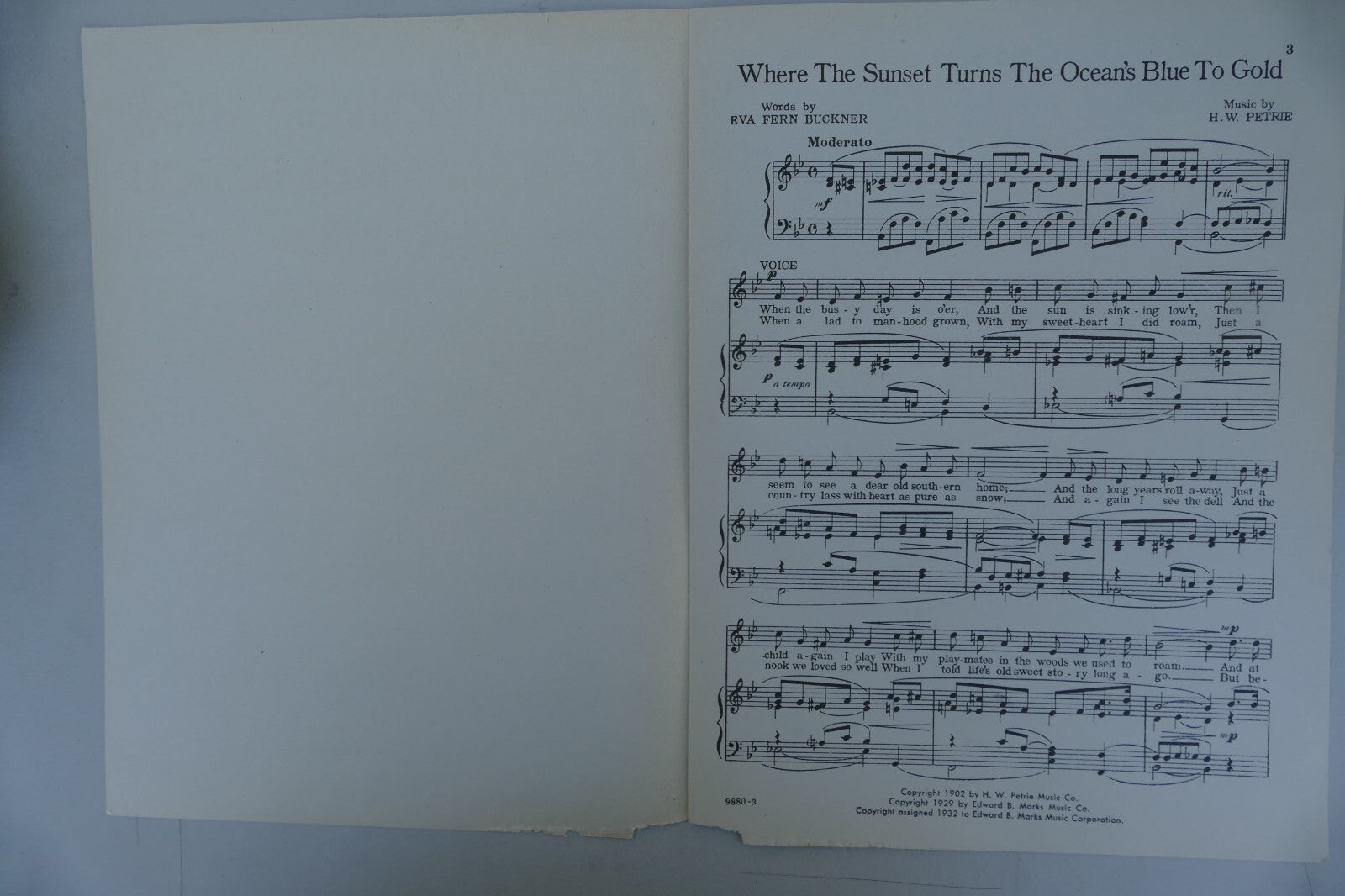 Where the Sunset Turns the Ocean's Blue to Gold 1932 by H.W. Petrie
