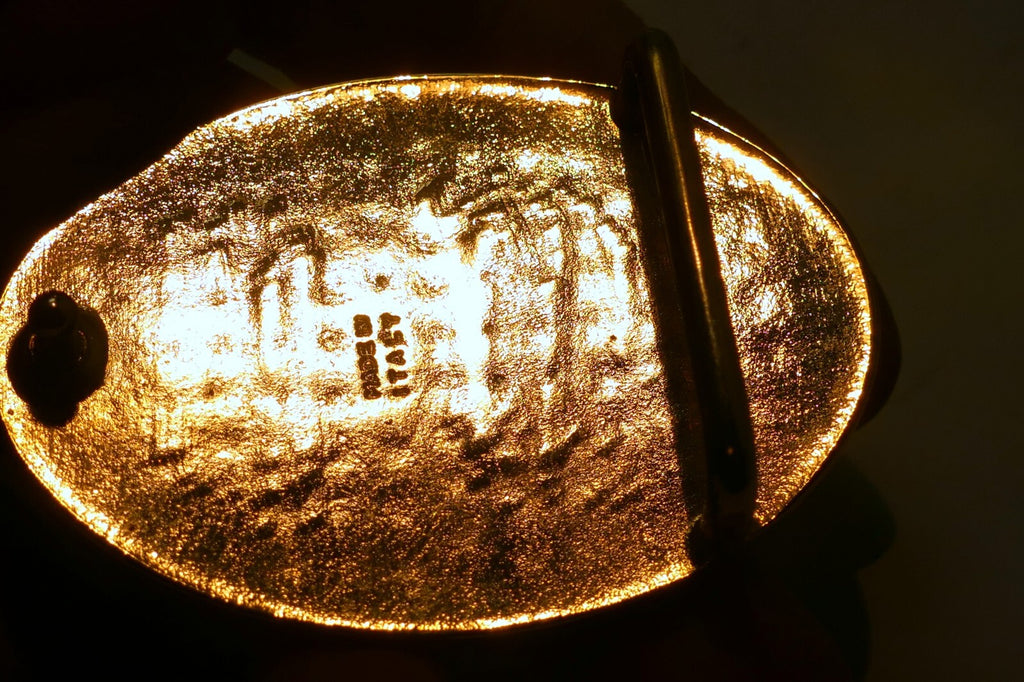 Textured Gold Tone Belt Buckle Cubic Zirconia Sparkle 5X7cm large