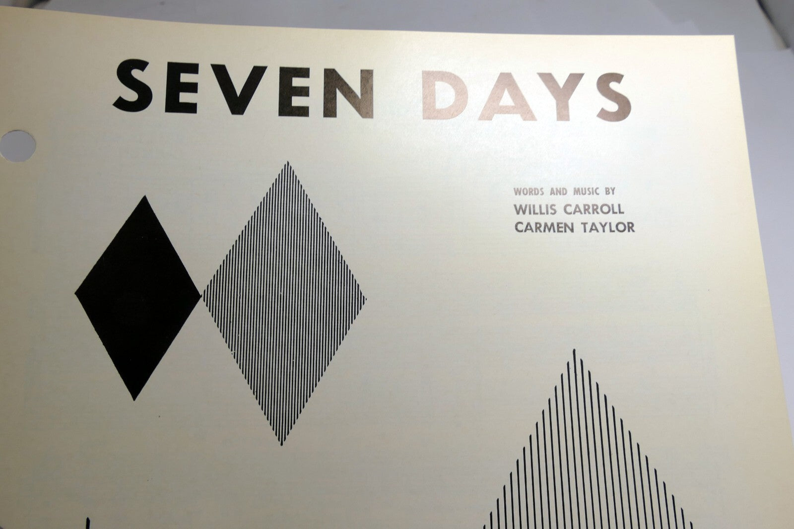 Seven days willis carroll carmen taylor 1956 sheet music