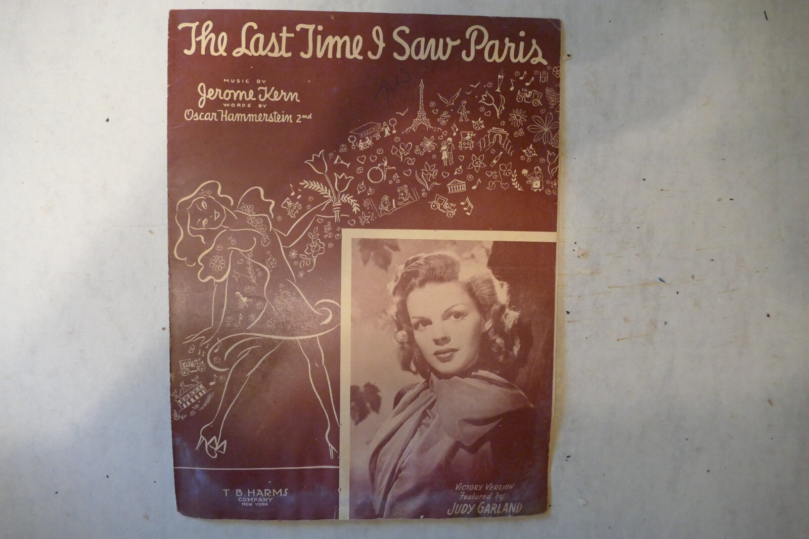 The last time i saw paris, sheet music 1940, by jerome kern and oscar hammerstein 2nd
