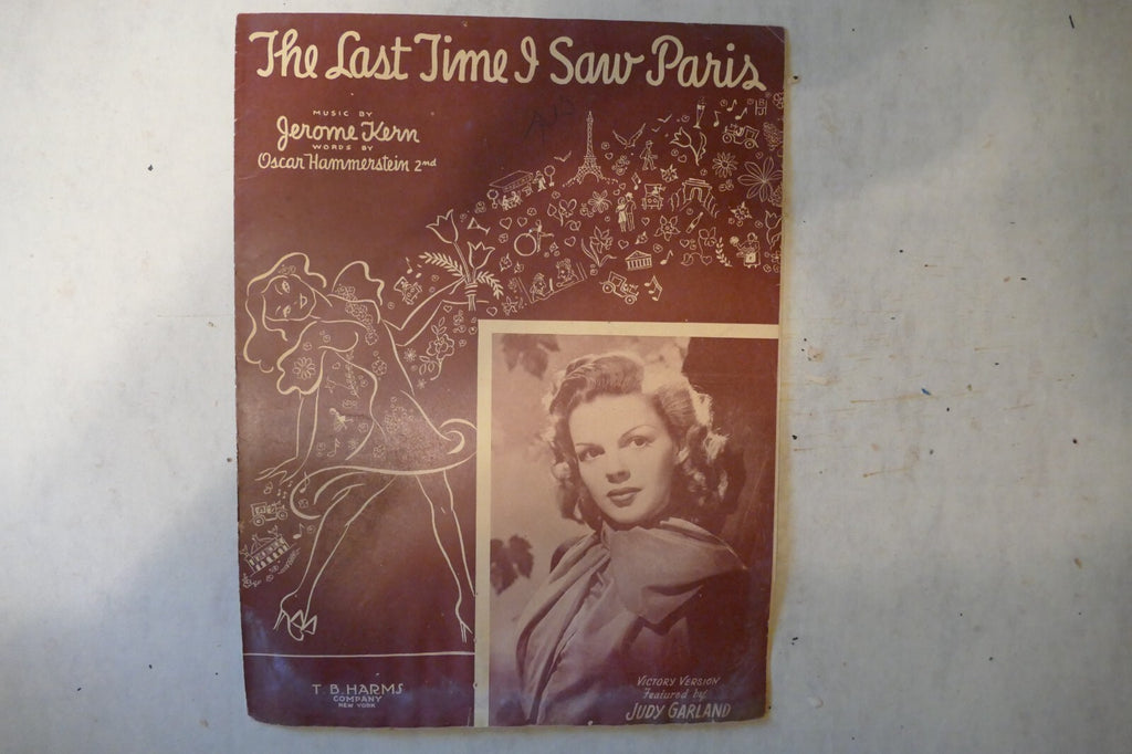 The last time i saw paris, sheet music 1940, by jerome kern and oscar hammerstein 2nd