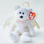 TY Beanie Babies HALO white Teddy Bear - mint with tag Brown nose black eyes